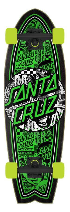8.8in x 27.7in Flier Collage Dot Shark Santa Cruz Cruiser Skateboard